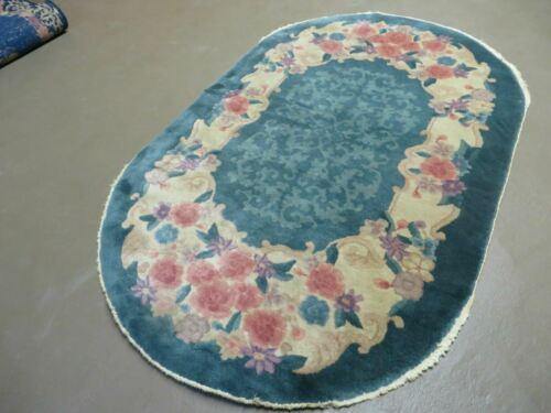 3' X 5' Vintage Handmade Chinese Art Deco Peking Oval Wool Rug Carpet - Jewel Rugs