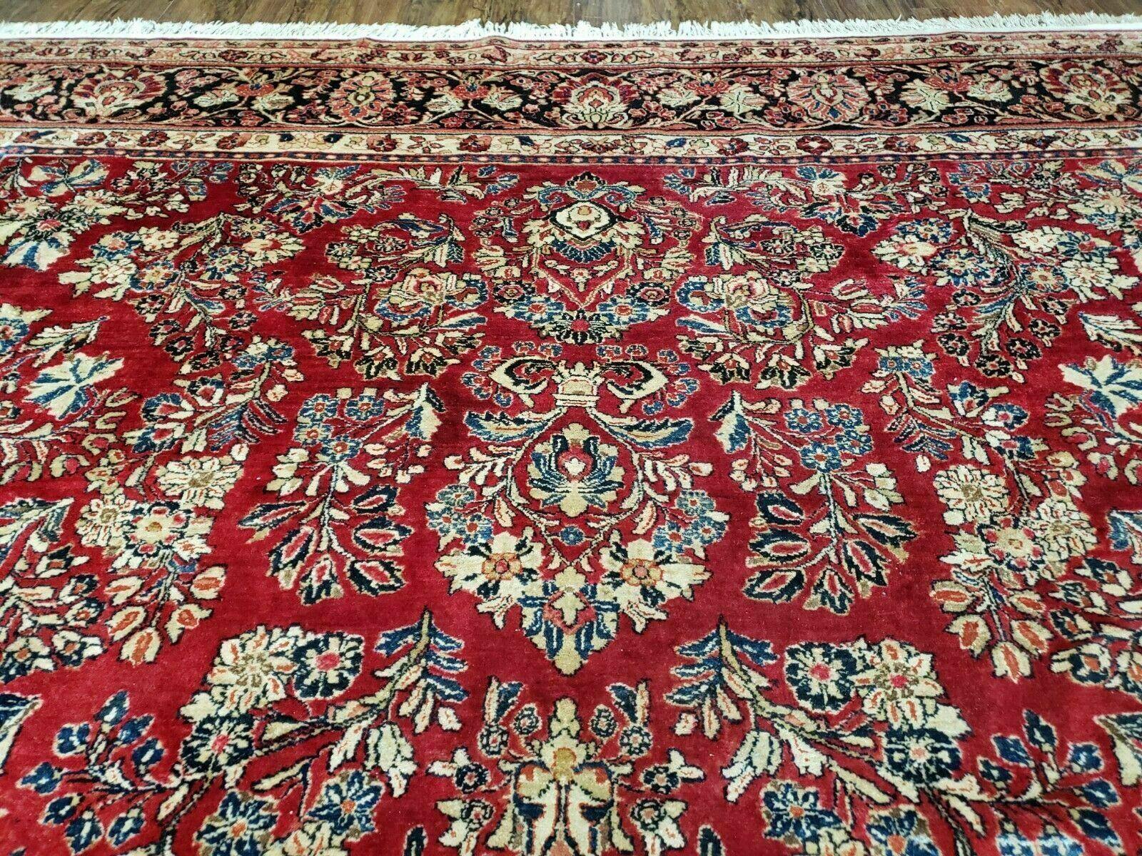 10' X 17' Antique Palace Size Handmade Persian Sarouk Wool Area Rug Red Veg Dyes Top Quality Unique Elegant Floral - Jewel Rugs