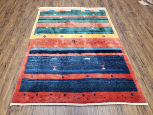 Colorful Persian Gabbeh Rug 4x6, Soft Pile, Colorful Rug, Handmade Hand Knotted Wool Carpet, Home Office Rug, Area Rug for Bedroom 4 x 6 ft - Jewel Rugs
