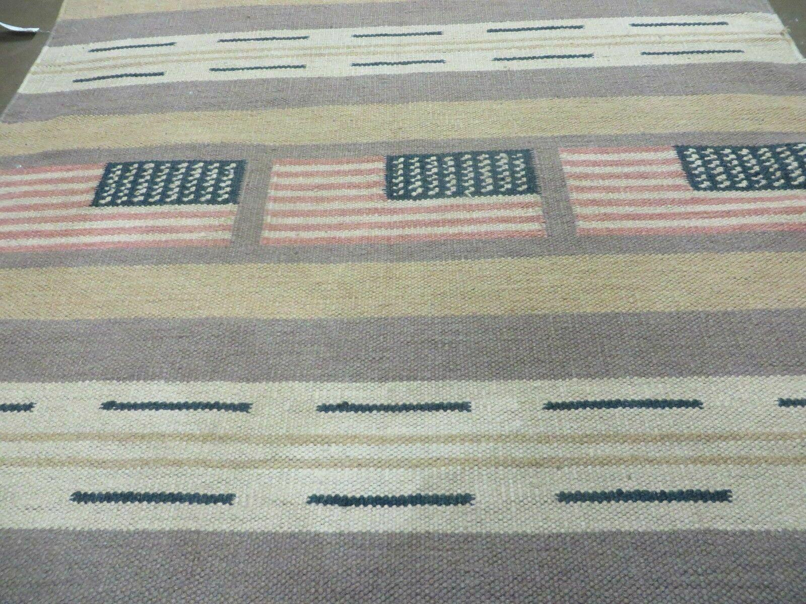 5' X 8' Hand Woven Wool Rug US Flag American Contemporary Kilim Dhurrie Modern - Jewel Rugs