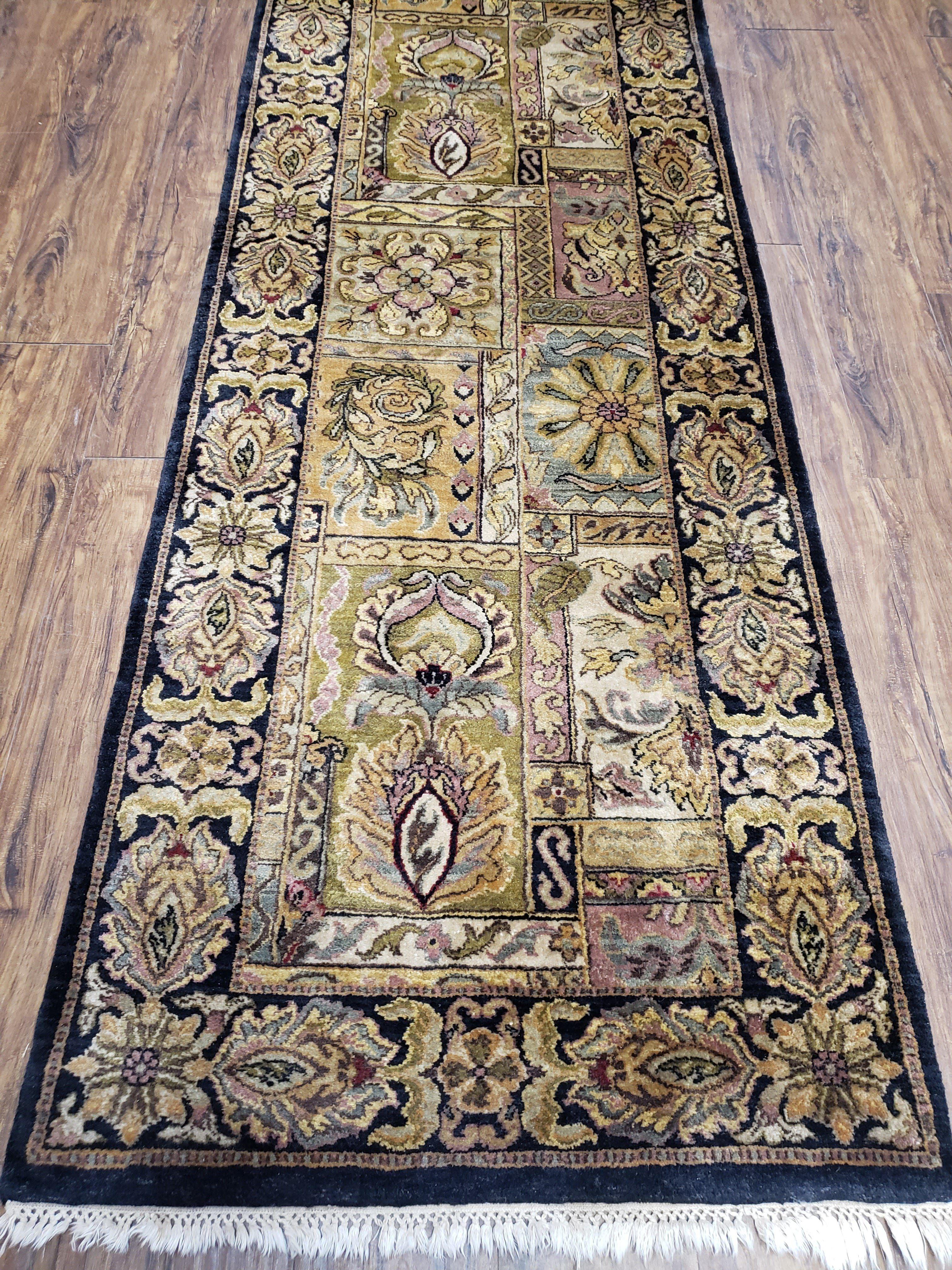 Indo Mahal Runner Rug 3 x 12, Indian Teawash Runner, Traditional Oriental Runner 3x12, 12ft Hallway Rug, Wool Handmade Runner Panel Design - Jewel Rugs