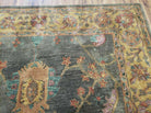 5' 8" X 8' 5" Vintage Hand Tufted India Agra Wool Rug Green Gold - Jewel Rugs