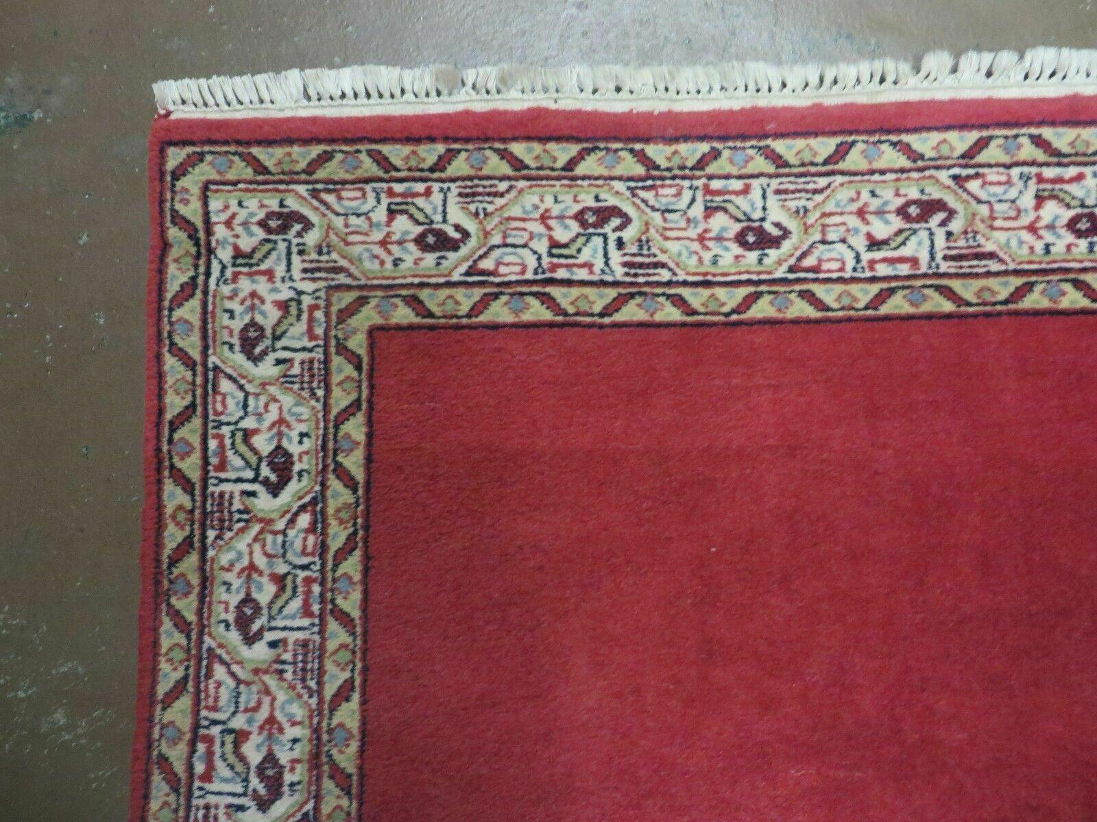 2' 8" X 7' Vintage Handmade India Wool Runner Rug Nice Red Organic Colors - Jewel Rugs