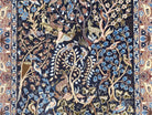 Semi Antique Persian Isfahan Rug, Hand-Knotted, Tree of Life Pattern with Animal Motifs, Dark Blue and Taupe, Kork Wool on Silk Foundation, 2'4" x 3'5" - Jewel Rugs