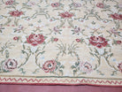 Needlepoint Rug 10x14 Wool Flatweave Carpet, English Floral Pattern, Pale Yellow, Roses, Allover Pattern, Handmade Large Needlepoint Nice - Jewel Rugs