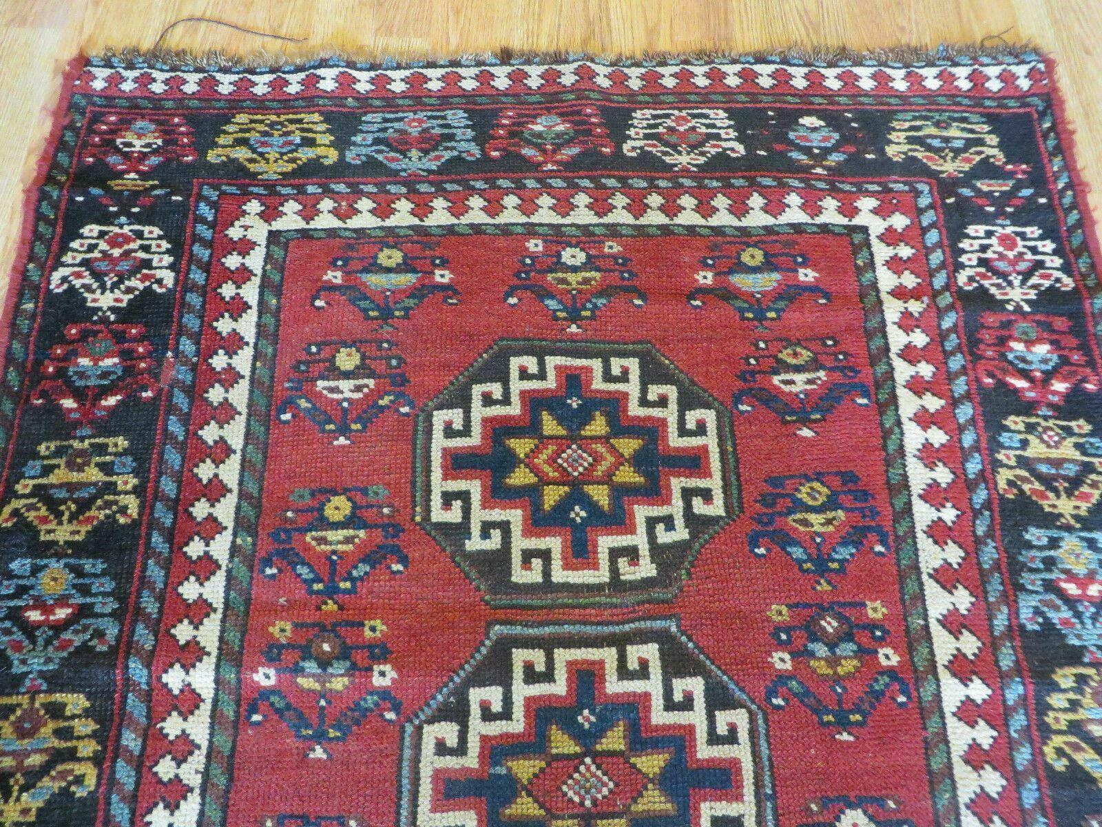 3' 3" X 10' Hand-Knotted Antique Handmade Caucasian Kazak Wool Runner Rug - Jewel Rugs