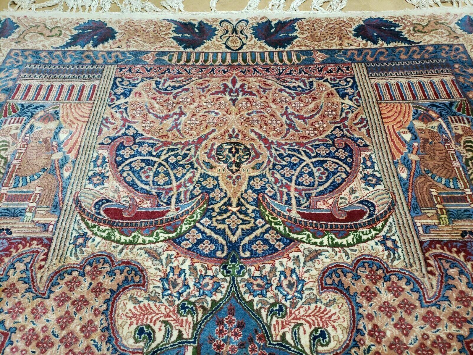 7' X 11' Handmade Indian Hand Knotted Wool Rug Pictorial Lover Images Bird Nice - Jewel Rugs