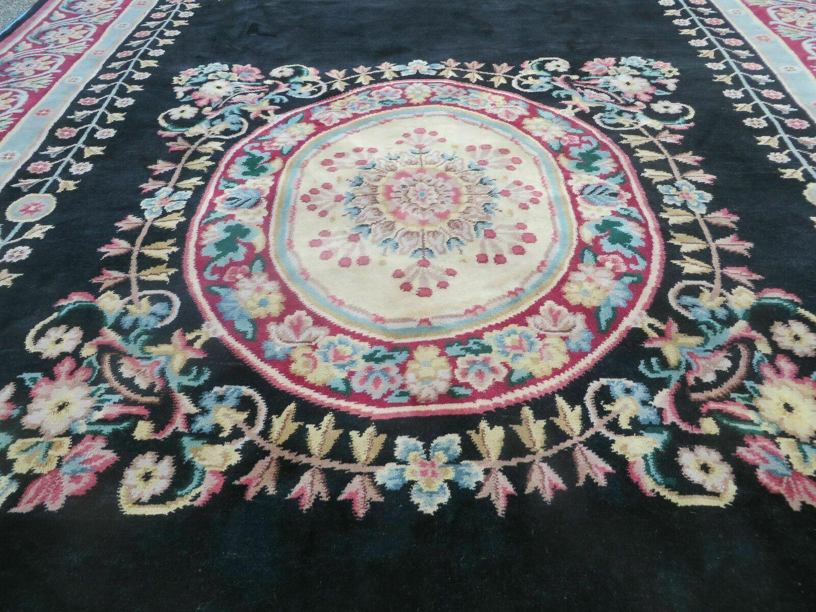 9' X 12' Decorative Chinese Aubusson Hand Knotted Pile Wool Rug Black Nice - Jewel Rugs