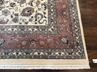 Indo Persian Rug 9x12, Persian Design Carpet, Room Sized Traditional Oriental Rug 9 x 12, Allover Floral Pattern, Cream and Red, Handmade - Jewel Rugs