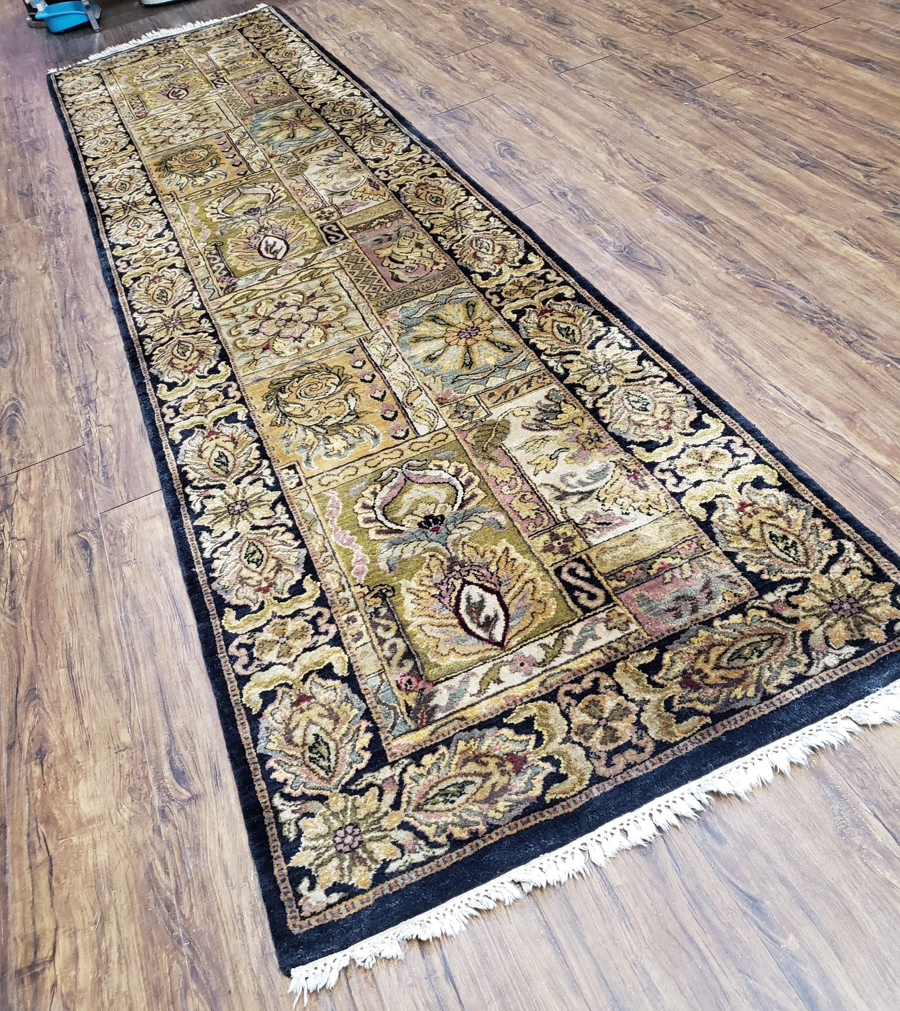 Indo Mahal Runner Rug 3 x 12, Indian Teawash Runner, Traditional Oriental Runner 3x12, 12ft Hallway Rug, Wool Handmade Runner Panel Design - Jewel Rugs