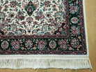 4' X 6' Vintage Hand Knotted In India Wool Silk Accent Rug Carpet Ivory Beige - Jewel Rugs