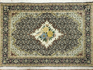 2'4" X 3' Finely Woven Handmade Chinese Floral Oriental Wool Throw Rug with Bird & Flowers - Jewel Rugs