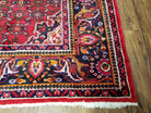 Vintage Persian Hamedan Dargazin Rug, Red, Hand-Knotted, Wool, 7' x 10' 2" - Jewel Rugs