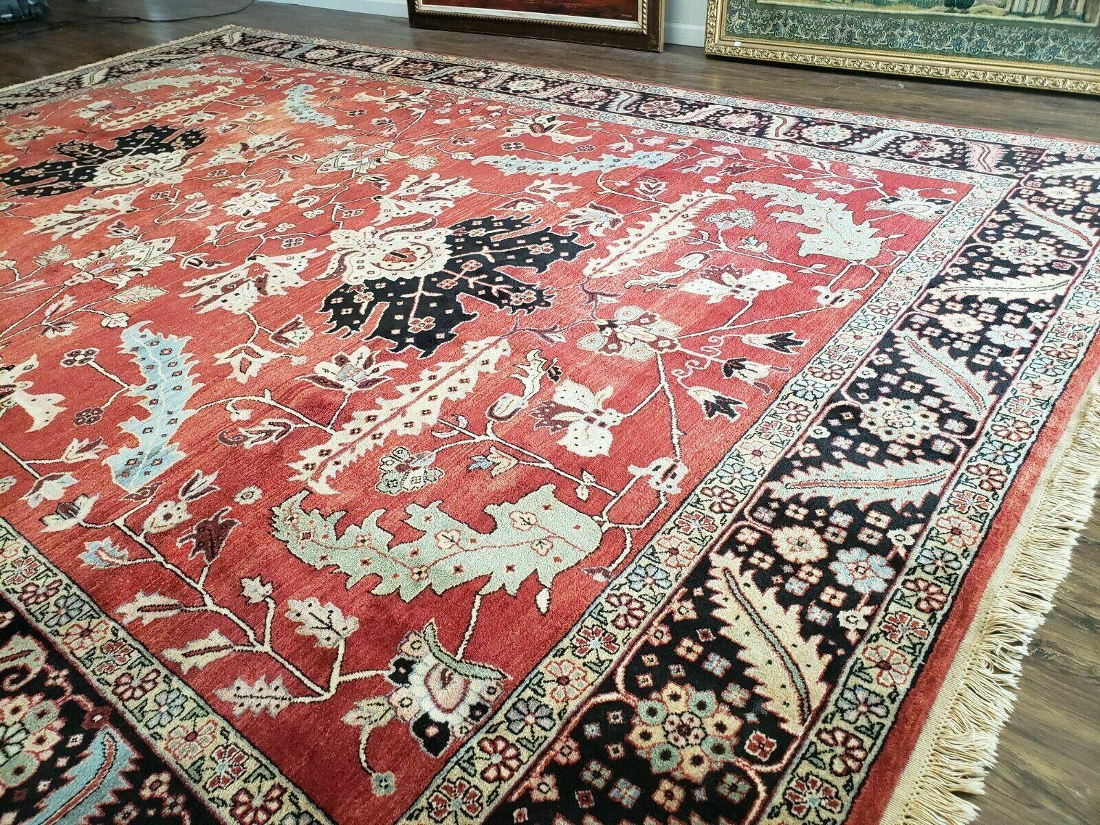 10' X 14' Vintage Hand Made Turkish Wool Rug Carpet Red Black Hand Knotted Nice - Jewel Rugs