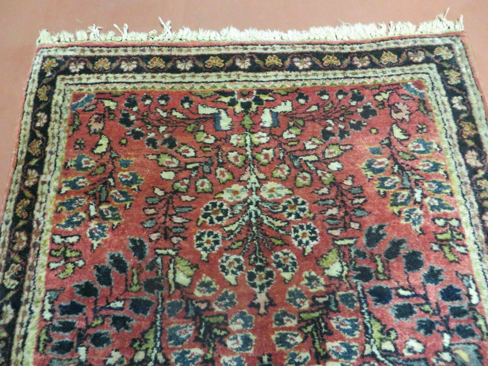 2' X 4' Antique Handmade Fine India Floral Oriental Wool Rug Vegetable Dye Nice - Jewel Rugs