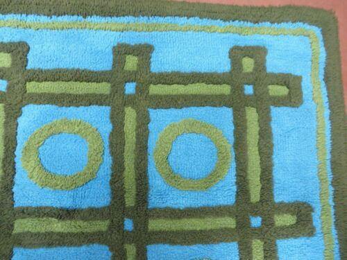 4' X 6' Vintage 1960 English England Rya Shag Ege Rug Mid-Century Modern Blue - Jewel Rugs