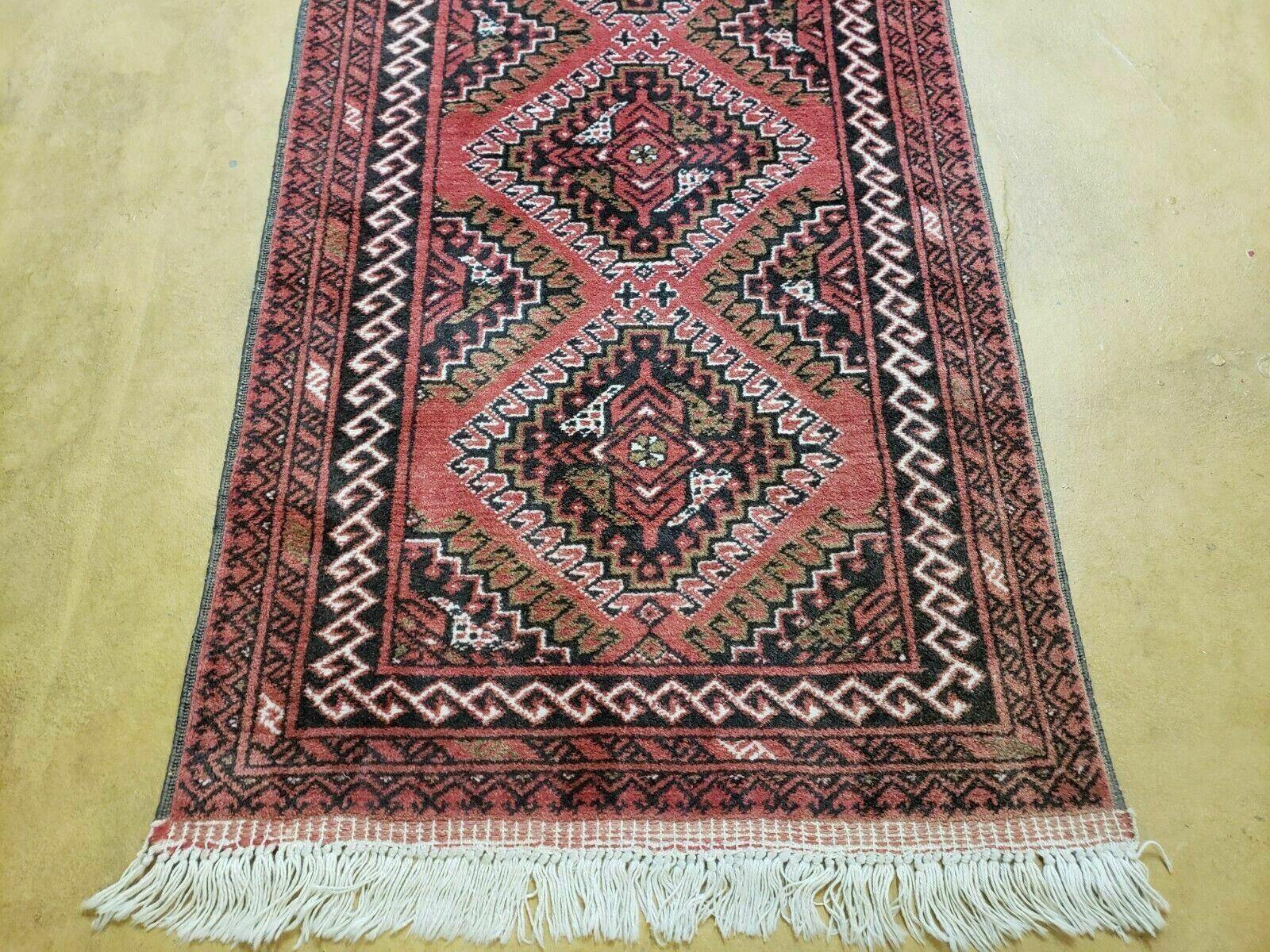 2' 5" X 9' Vintage Handmade Bokhara Red Turkoman Pakistani Wool Runner Rug Organic - Jewel Rugs