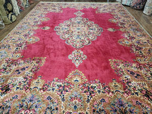 Vintage Karastan Red Kirman Rug #762, Original 700 Series, 8.8 x 12 Karastan Carpets, Discontinued Karastan Rug, Karastan Wool Area Rug - Jewel Rugs
