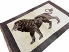 3 x 5 Handmade Rug Brown Beige Hand-Knotted Lion Rug New Vintage Quality Animal - Jewel Rugs