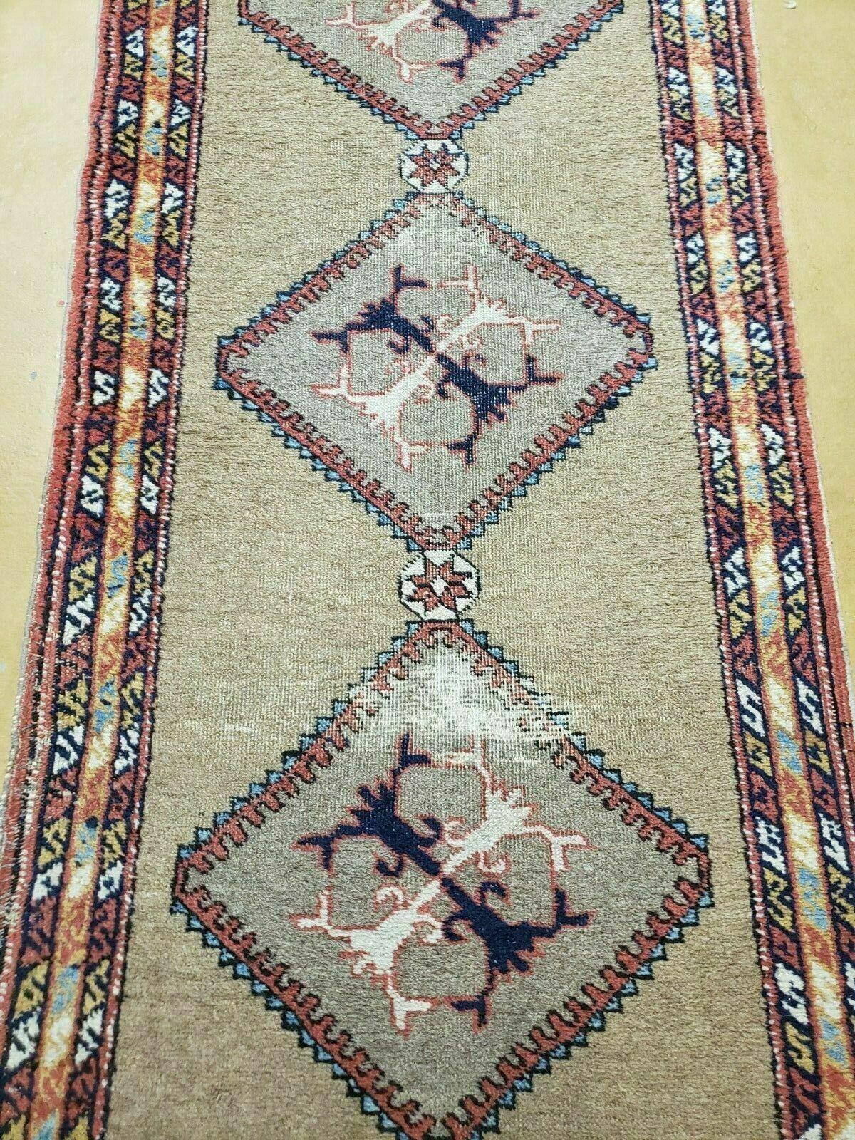 2'4" X 11' Antique Handmade Turkish Wool Rug Runner Carpet Camel Hair Nice - Jewel Rugs