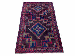 2'11" X 4'6" Vintage Handmade Tribal Wool Rug Balouchi Rug Afghan Rug Geometric - Jewel Rugs