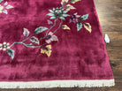 Antique Chinese Art Deco Rug 8.9 x 11.5, Chinese Nichols Carpet Purple/Red, Hand Knotted Wool Area Rug 9x12 Open Field Simple Design Flowers - Jewel Rugs