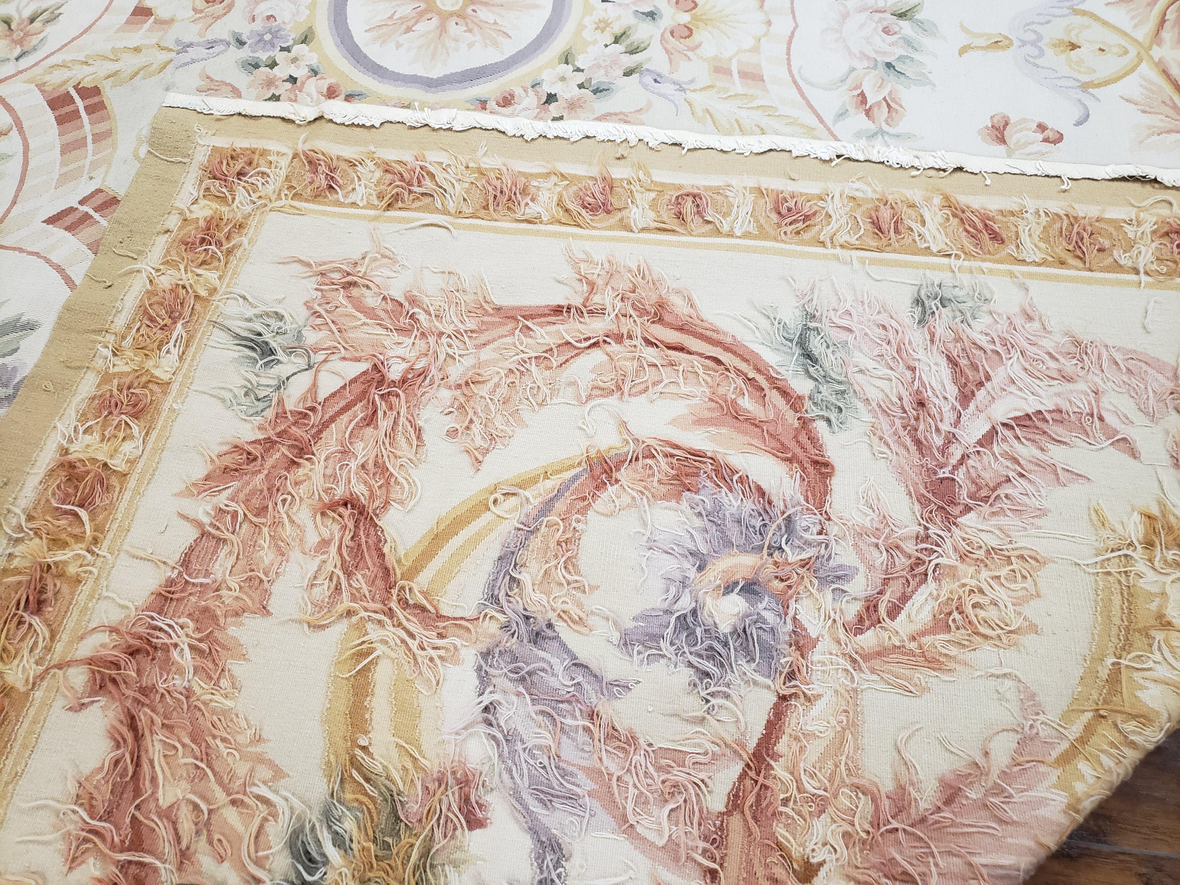 Aubusson Savonnerie Rug 9x12, European Design Elegant Aubusson Carpet, Handmade Hand Woven Floral Flatweave Chinese Aubusson Wool Area Rug - Jewel Rugs