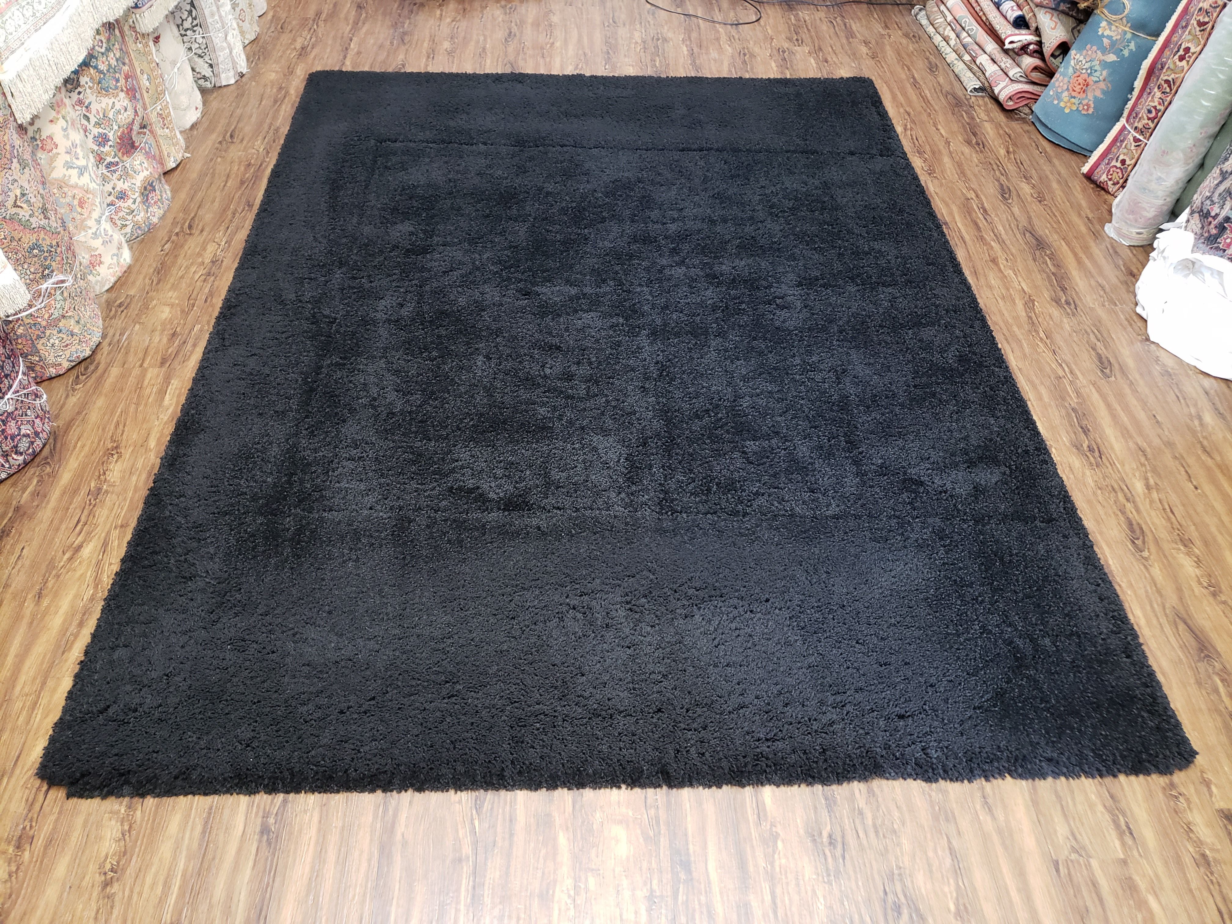 Black Shag Rug 8x10, Savafieh Milan Fluffy Black Carpet, Room Sized Shag Rug, Modern Contemporary Rug, Soft Living Room Rug, Bedroom Rug - Jewel Rugs