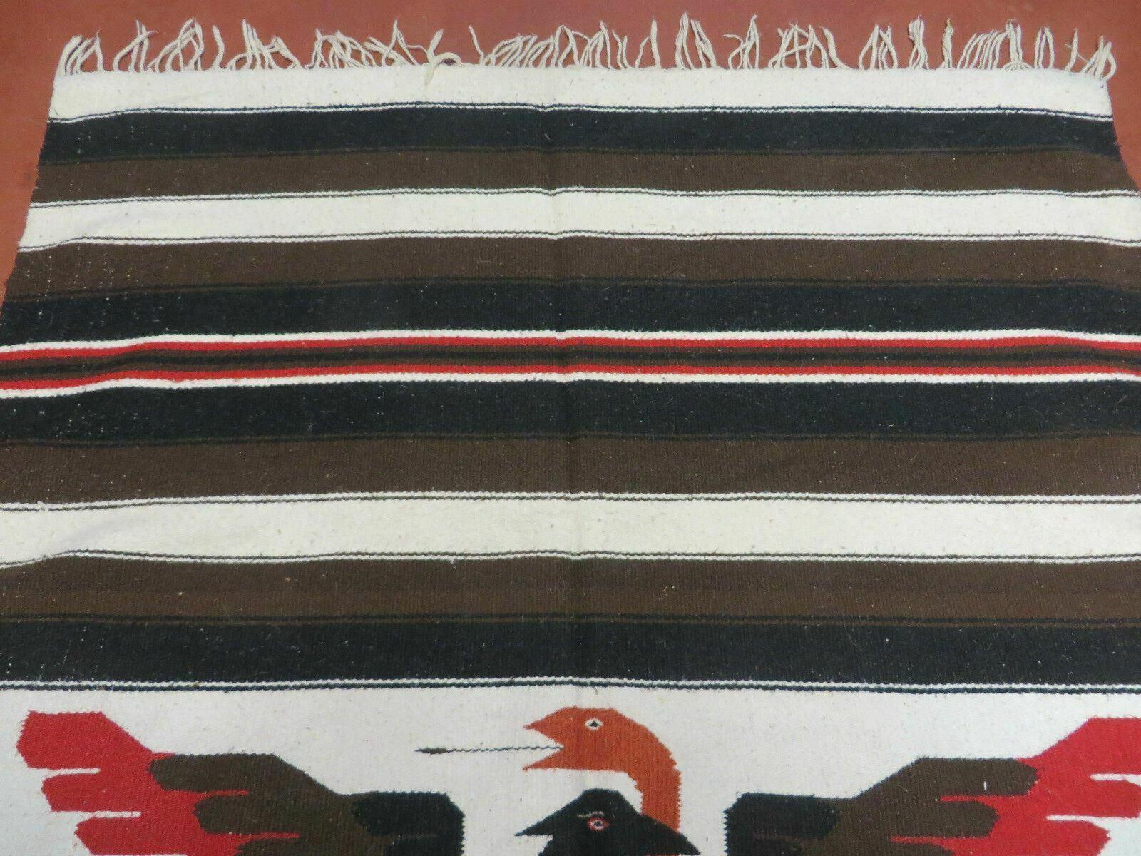 4' X 7' Vintage Handmade Latin American Mexican Wool Blanket Kilim Rug Eagle - Jewel Rugs