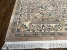 Chinese Carving Rug 8x10 Wool Rug, Vintage Rug 8 x 10, Floral Allover, 120 Line Chinese Carpet, Gray/Silver Teal Ivory/Cream, Art Deco Rug - Jewel Rugs