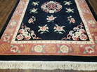 6x9 Black & Salmon Chinese Art Deco Rug Wool Hand-Tufted Vintage Soft Pile Plush - Jewel Rugs