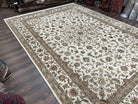 Pak Persian Rug 10x14, Allover Floral Pattern, Fine Oriental Carpet 10 x 14, Elegant Traditional Wool Rug, Ivory/Cream/Beige, Hand Knotted - Jewel Rugs