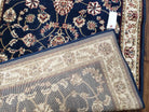 Vintage Area Rug 3x5, Wool & Silk Feel, Italian Rug, Persian Design, Soft Pile, Dark Blue Beige/Cream, 3.3 x 5, Part of Set - Jewel Rugs