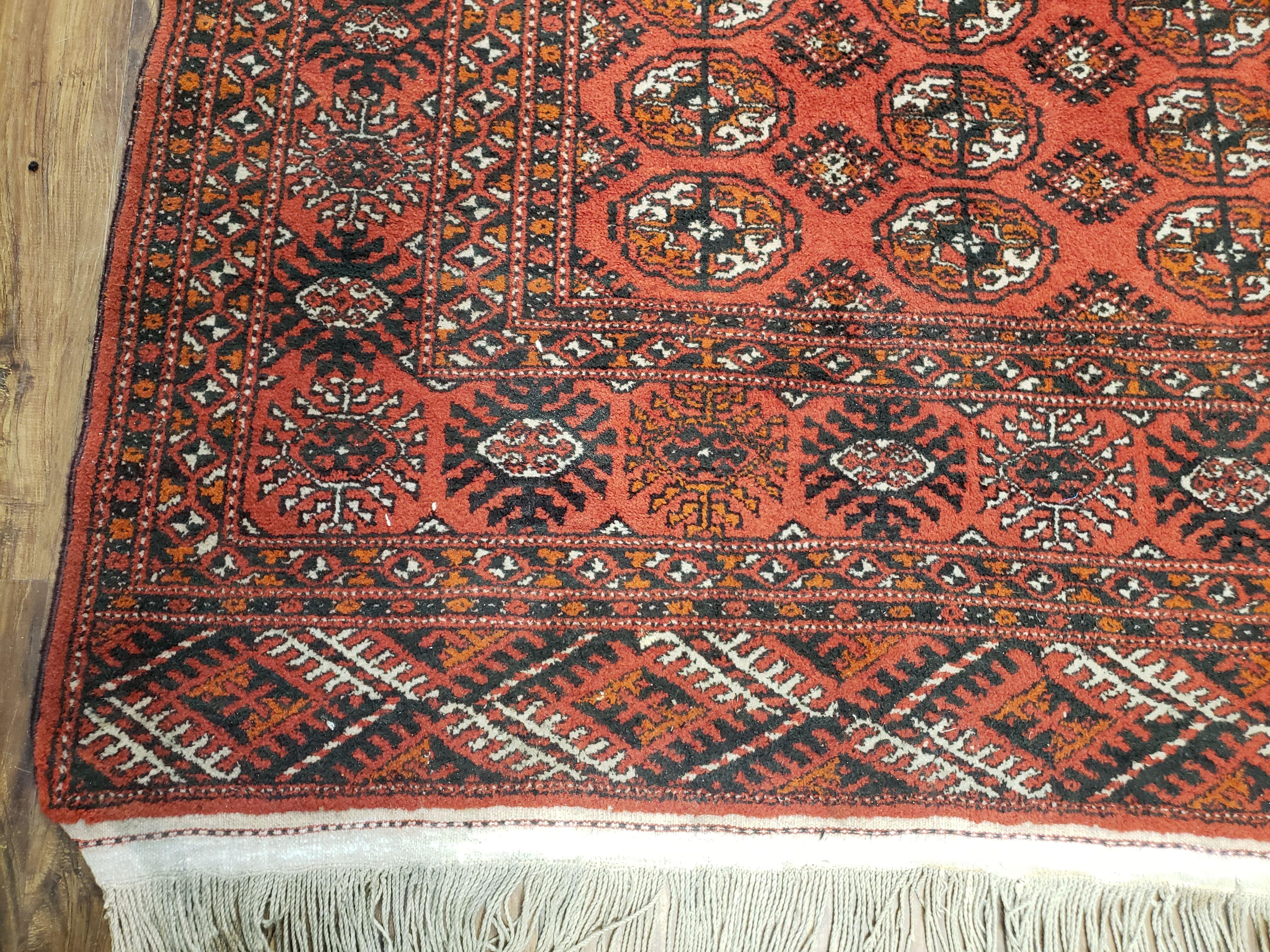 Red Bokhara Rug 7x13, Traditional Turkoman Carpet, Afghani Rug 7 x 13, Afghanistan Carpet 7.3 x 12.9, Hand-Knotted, Vintage, Wool, Nice - Jewel Rugs