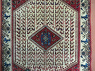 3' X 5' Vintage Handmade India Geometric Oriental Wool Rug Nice Birds Ivory Red - Jewel Rugs