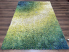 Danish Rya Shag Rug 5x8, Multicolor Green Blue Cream, Mid Century Vintage Retro Area Rug, 5 x 8 Shag Rug - Jewel Rugs