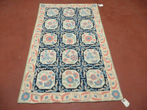 3' X 5' Vintage Indian Embroidery Hand Stitched KASHMIR Rug Wool Nice - Jewel Rugs