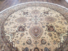 8ft Round Pak-Persian Rug, Round Fine Oriental Carpet, Vintage Hand-Knotted Rug 8x8, Highly Detailed, Haji Jalili Design, Beige & Tan, Wool - Jewel Rugs