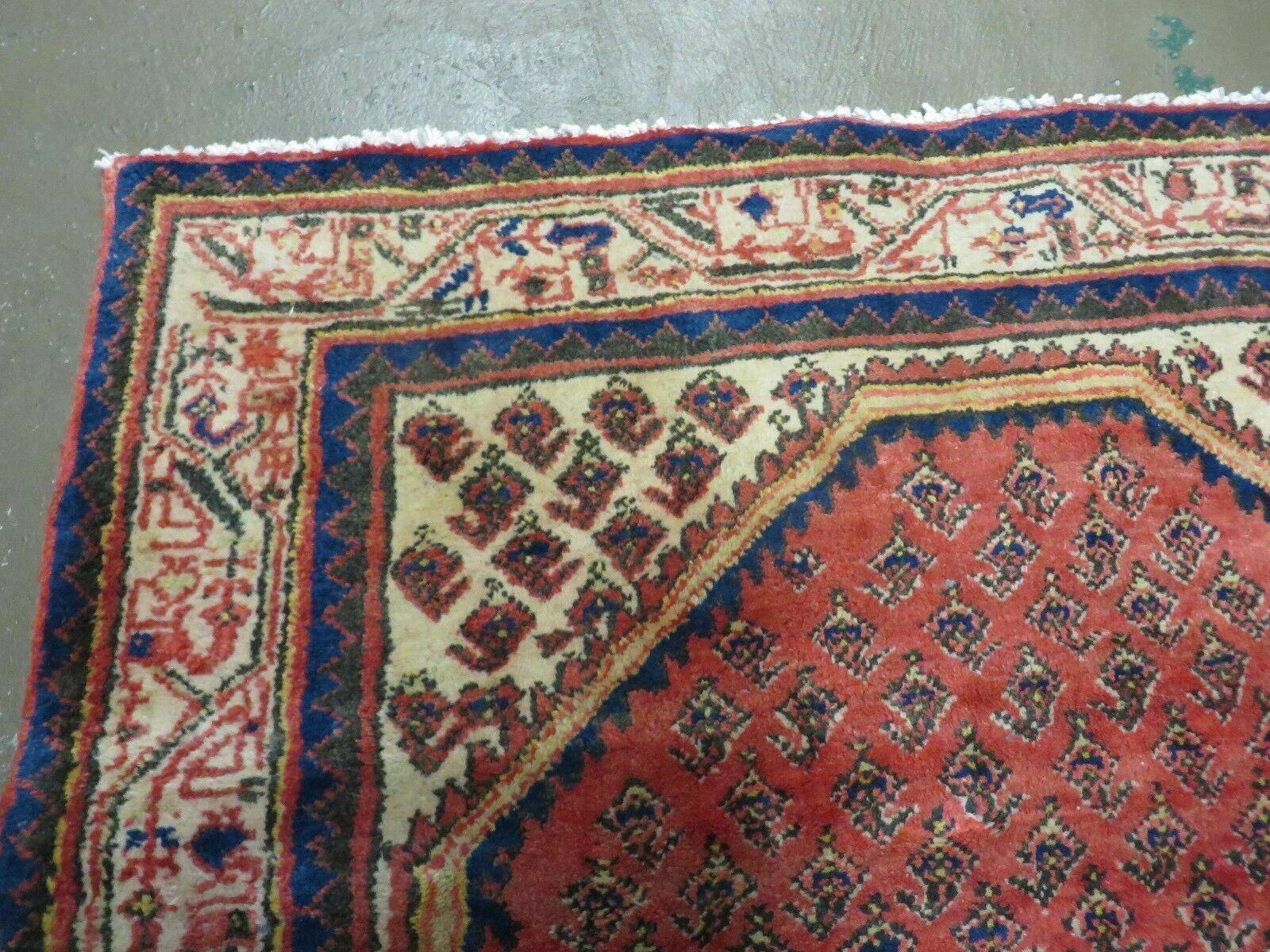 4' X 6' Antique Handmade Indian Wool Rug Red Vegetable Dyes Nice - Jewel Rugs