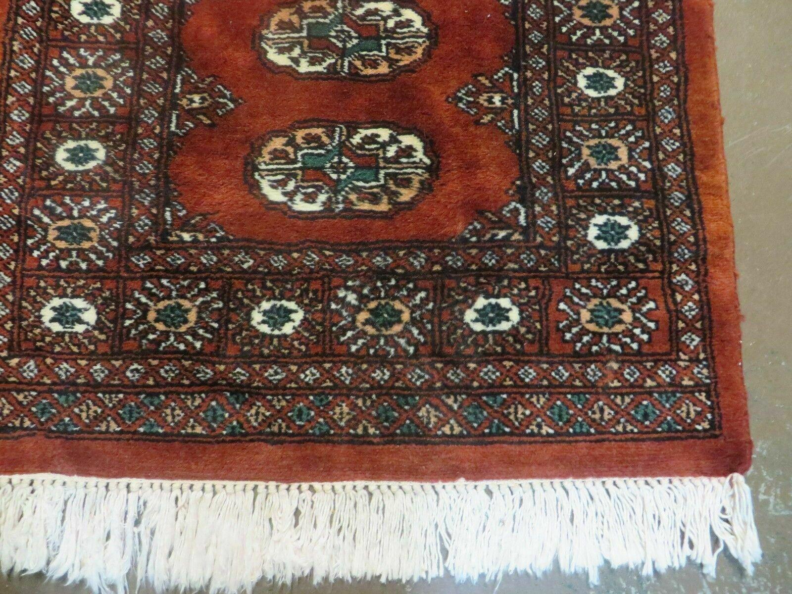 2' 5" X 7' 6" Vintage Handmade Bokhara Turkoman Pakistani Red Wool Runner Rug Nice - Jewel Rugs