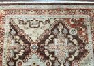 Indo Persian Rug 3.7 x 5.7, Multicolor Diamond Panel, Hand Knotted Wool Rug, Entryway Foyer Rug, Brown and Cream, Indian Oriental Carpet 4x6 - Jewel Rugs