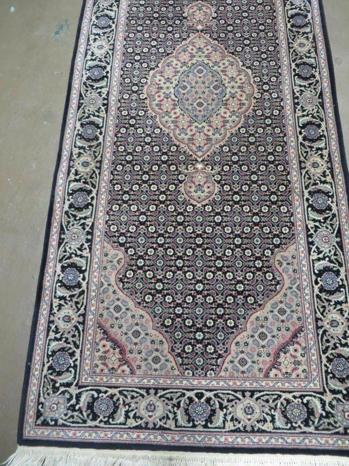 2'7" X 9' Vintage Handmade Chinese Black Runner with Central Medallions - Persian/Oriental Mahi Fish Design - Wool Rug w/ Silk Accents - Jewel Rugs