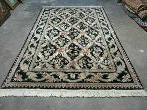 6' X 9' Handmade William Morris Arts & Craft Chinese Wool Rug Carpet Black Nice - Jewel Rugs