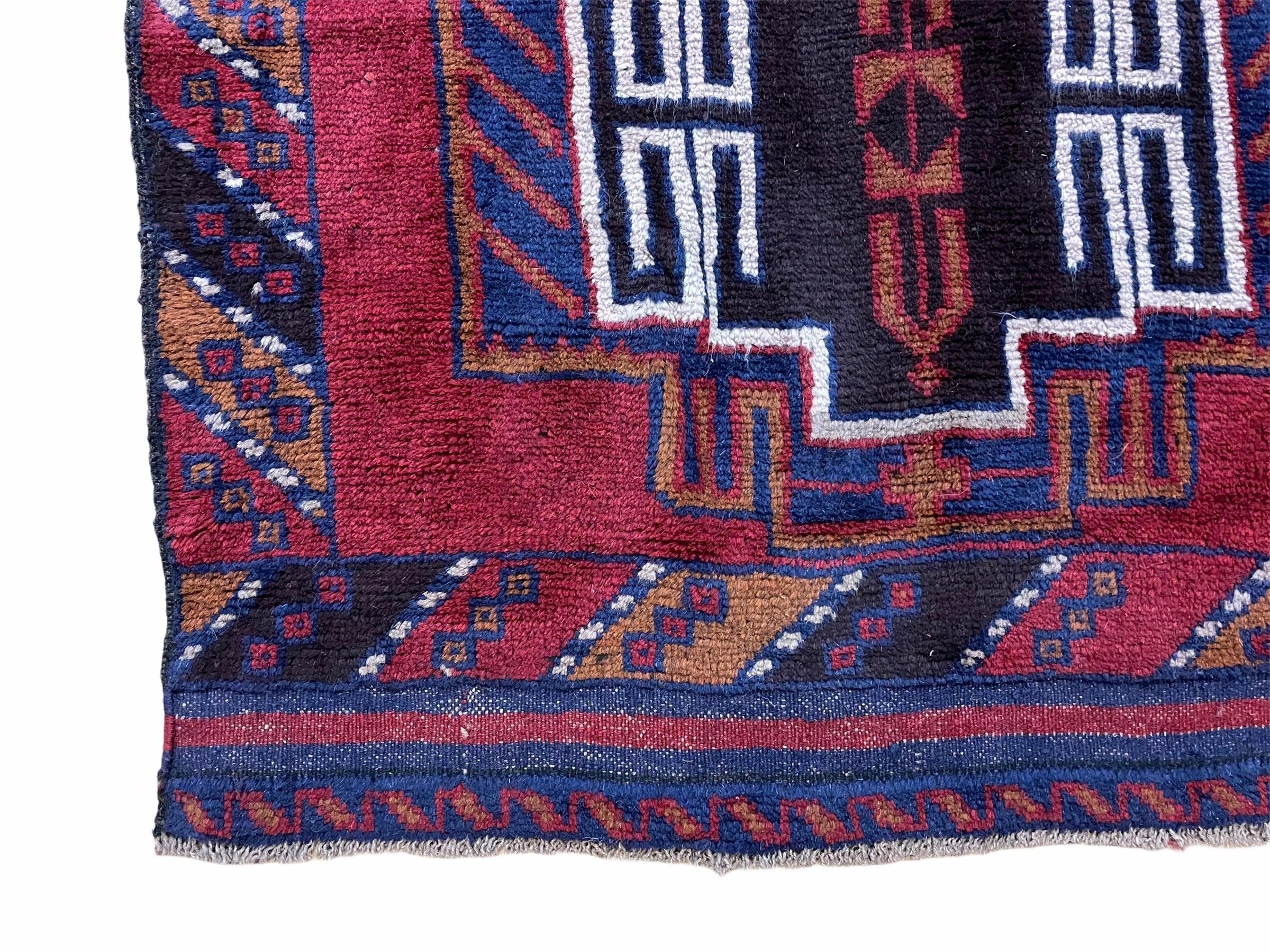 3 X 5 Vintage Handmade Tribal Wool Rug Balouchi Rug Afghan Rug Red Beige Nice - Jewel Rugs