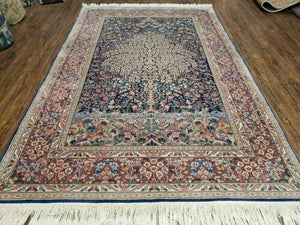 6' X 9' Vintage Hand Made Pakistan Floral Wool Rug Carpet Tree Of Life Detail - Jewel Rugs