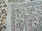 6' X 9' Vintage Chinese Floral Oriental Handmade Virgin Wool Silk Rug Ivory - Jewel Rugs