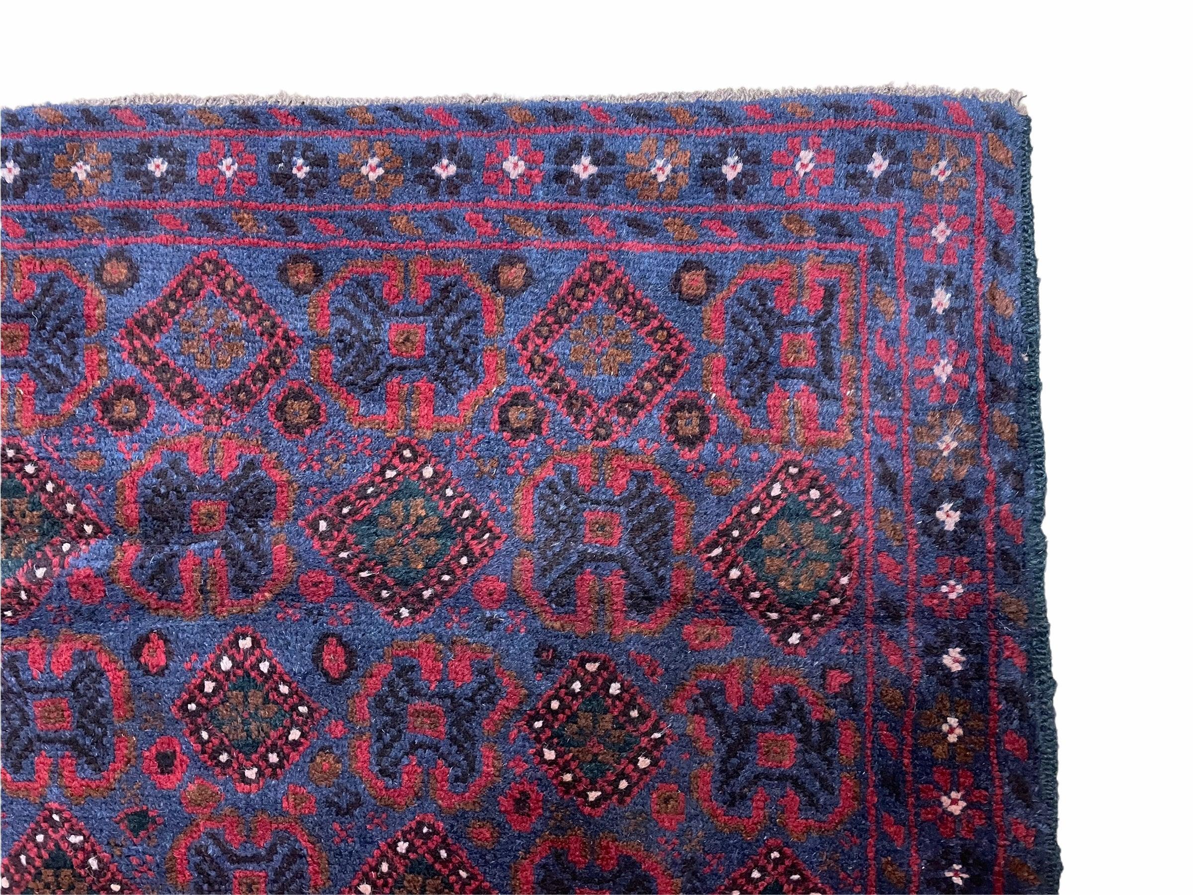 3x5 New Vintage Handmade Tribal Wool Rug Balouchi Rug Afghan Rug Red Blue Nice - Jewel Rugs