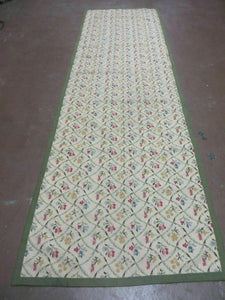 2' 10" X 9' Handmade English Garden Aubusson Needlepoint Rug Flat Weave Runner - Jewel Rugs