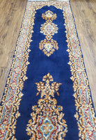 Semi Anique Dark Blue Persian Kerman Runner, 2'7" x 13'5" - Jewel Rugs