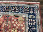 Indo Persian Heriz Rug 9 x 13 ft, Red and Navy Blue Oriental Carpet, Hand Knotted Wool Rug 9x13, Allover Pattern, Bohemian Rug, Living Room - Jewel Rugs